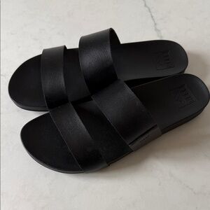 Reef Black Double Strap Slide Sandals